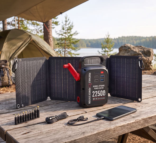 Kopp Verlag Kurbel-Dynamo-Powerstation mit Solarpanel 30W