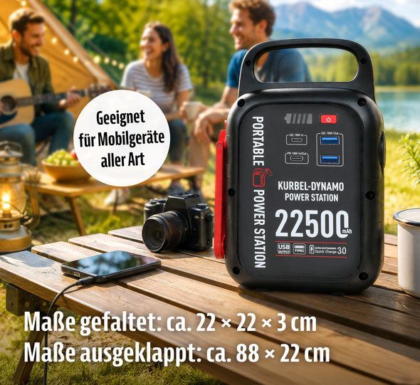 Kopp Verlag Kurbel-Dynamo-Powerstation mit Solarpanel 30W