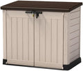 Keter Store it out Max Mülltonnenbox mit Gasdruckfeder, wetterfest, abschließbar, beige, 1.200 L, 145,5 x 82 x 125cm
