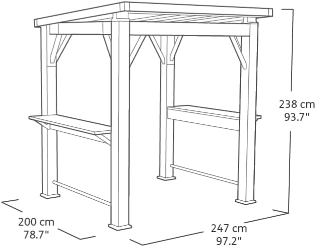 Keter Signature Grill-Pavillon – wetterfest, Holzoptik, Metallverstärkung, integrierte Haken und Ablageflächen, Dunkelgrau mit Walnuss, Gazebo