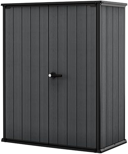 Keter Cortina Alto Aufbewahrungsbox, Geräteschuppen, 1400l Fassungsvermögen, Außenmaße 140x73,6x170,4cm, Evotech Material, Wasserdicht