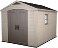 Keter Gerätehaus Factor 8x11, Beige, 15.5m³ Rauminhalt, Außenmaße (B/T/H): 256.5 x 332 x 243 cm, wetterfest, wasserdicht, UV-beständig, Outdoor
