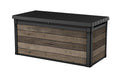 Keter Signature Aufbewahrungsbox 570L Walnuss - Gartenbox mit Holzoptik & Sitzfunktion - Wetterfeste Kissenbox mit Gasdruckfedern