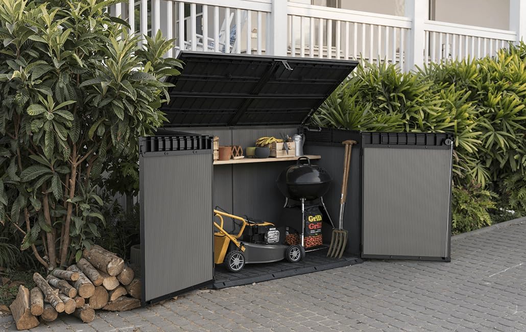 Keterbox Premier Jumbo, 2020l Fassungsvermögen, Außenmaße (BxHxT): 190,5 x 132 x 109 cm, passend für 3X 240l oder 2X 360l Mülltonnen, wetterfest, wasserdicht, mehrfarbig, Kunststoff
