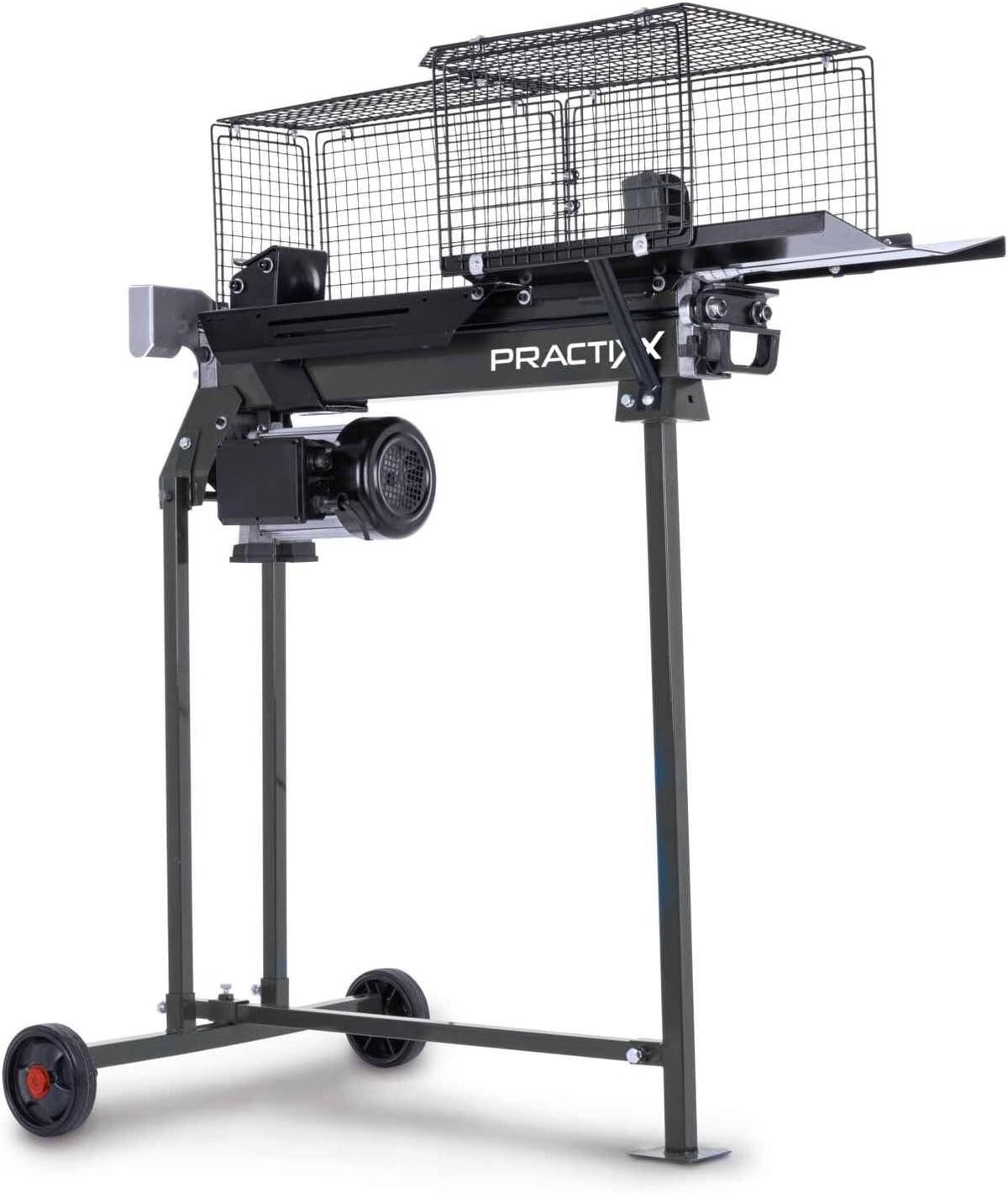 Practixx liegend Holzspalter PX-LS 7t Brennholzspalter Hydraulikspalter | 230V | 2200W Leistung | Spaltkraft 7 Tonnen | Spaltlänge 520mm / Ø250mm | inkl. Untergestell & Hydrauliköl (vorbefüllt)