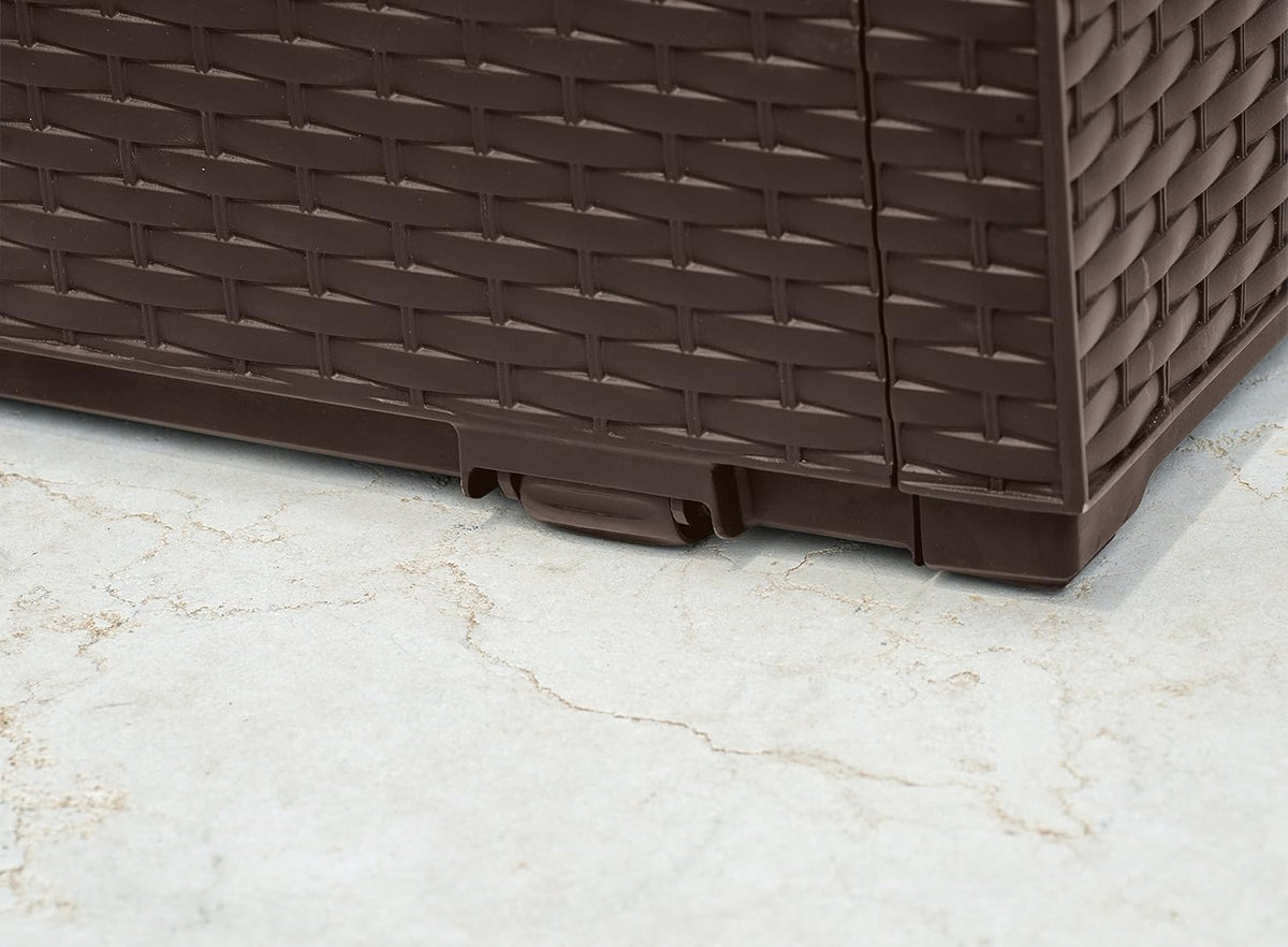 Keter Gartenbox Capri , 305 Liter Stauraum, Aufbewahrungsbox für den Garten, Braun, kompakte Auflagenbox, wasserdicht, perfekt für Sitzauflagen, Gartengeräte oder Spielzeug