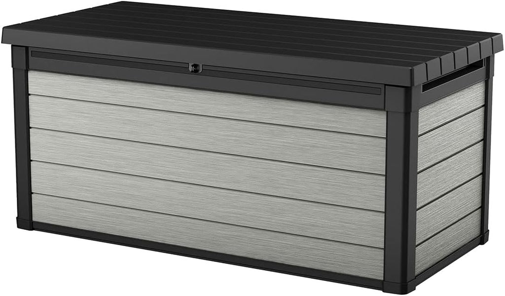 Keter Denali 570 L, Auflagenbox - Wetterfeste Kissenbox mit Sitzfunktion, Grau, 151,7 x 72,5 x 70 cm