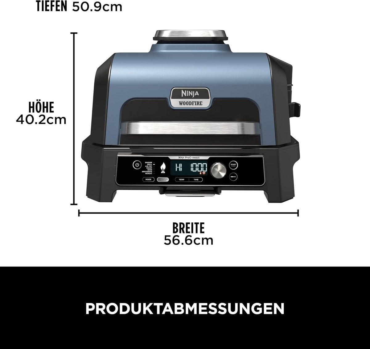 Ninja Woodfire Pro Connect XL Elektrischer BBQ Smoker Grill, wetterfest