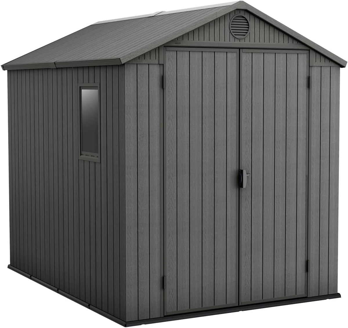 Keter Gerätehaus Darwin 6x8, Grau, Außenmaße 190x244x221cm, wartungsfrei, wetterfest, wasserdicht, mit Unterboden