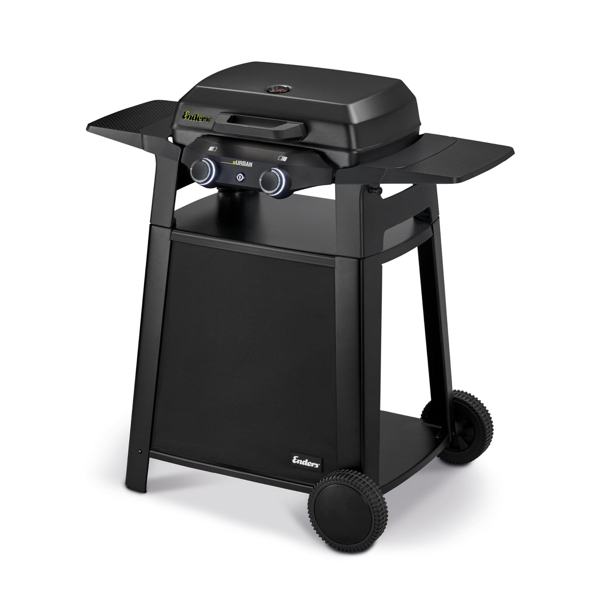 Enders Urban Pro II Trolley, Tischgrill mit Trolley, Grillen-, Kochen-und Backen Funktion, 2 Brenner Edelstahl, mit Grill-Thermometer, Balkon-, Camping-Grill, Aluguss-Gehäuse, Gusseisen-Rost #206272