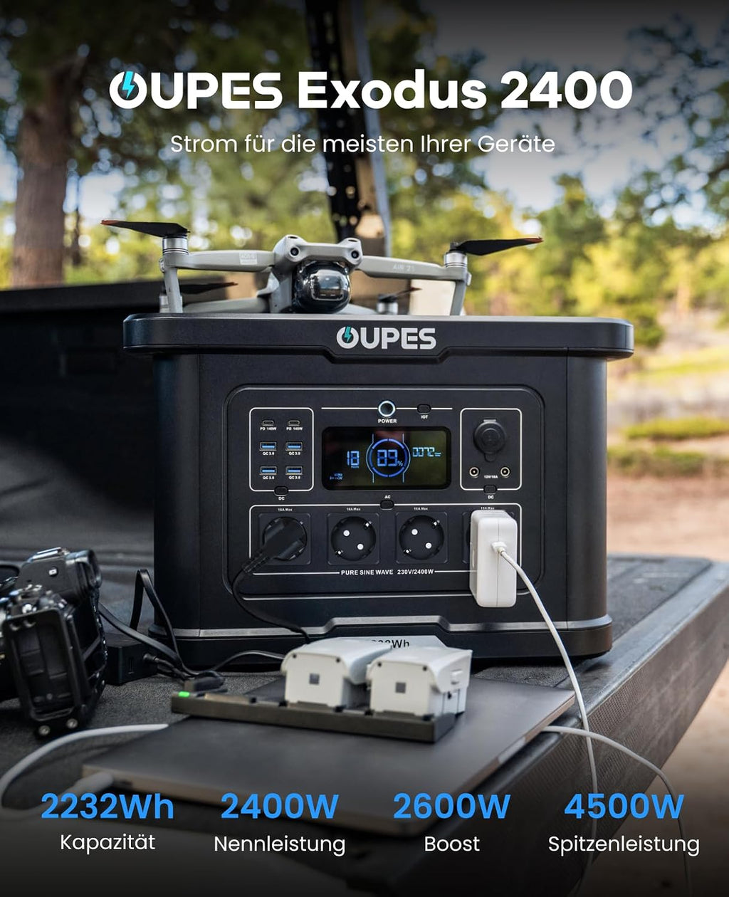 OUPES Exodus 2400 Tragbare Powerstation 2400W 2048Wh