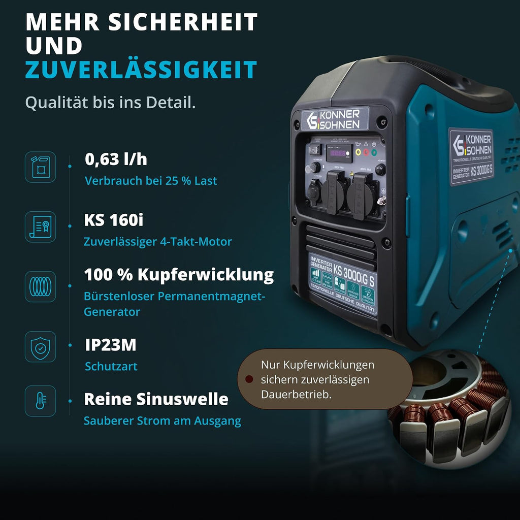 Könner&Söhnen KS 3000iG S Inverter Stromerzeuger Benzin LPG 3300W