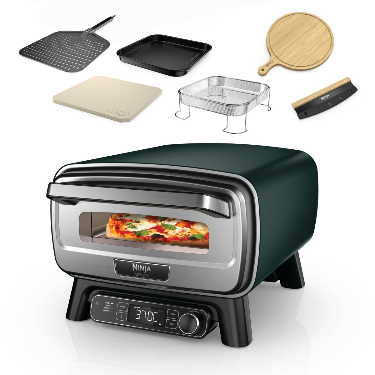 Ninja Woodfire Outdoor-Ofen, 8-in-1-Pizza- Ofen, BBQ-Smoker mit Bratrost