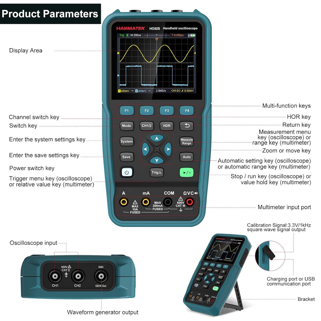 HANMATEK HO52S Handheld Oscilloscope 50MHz Bandwidth