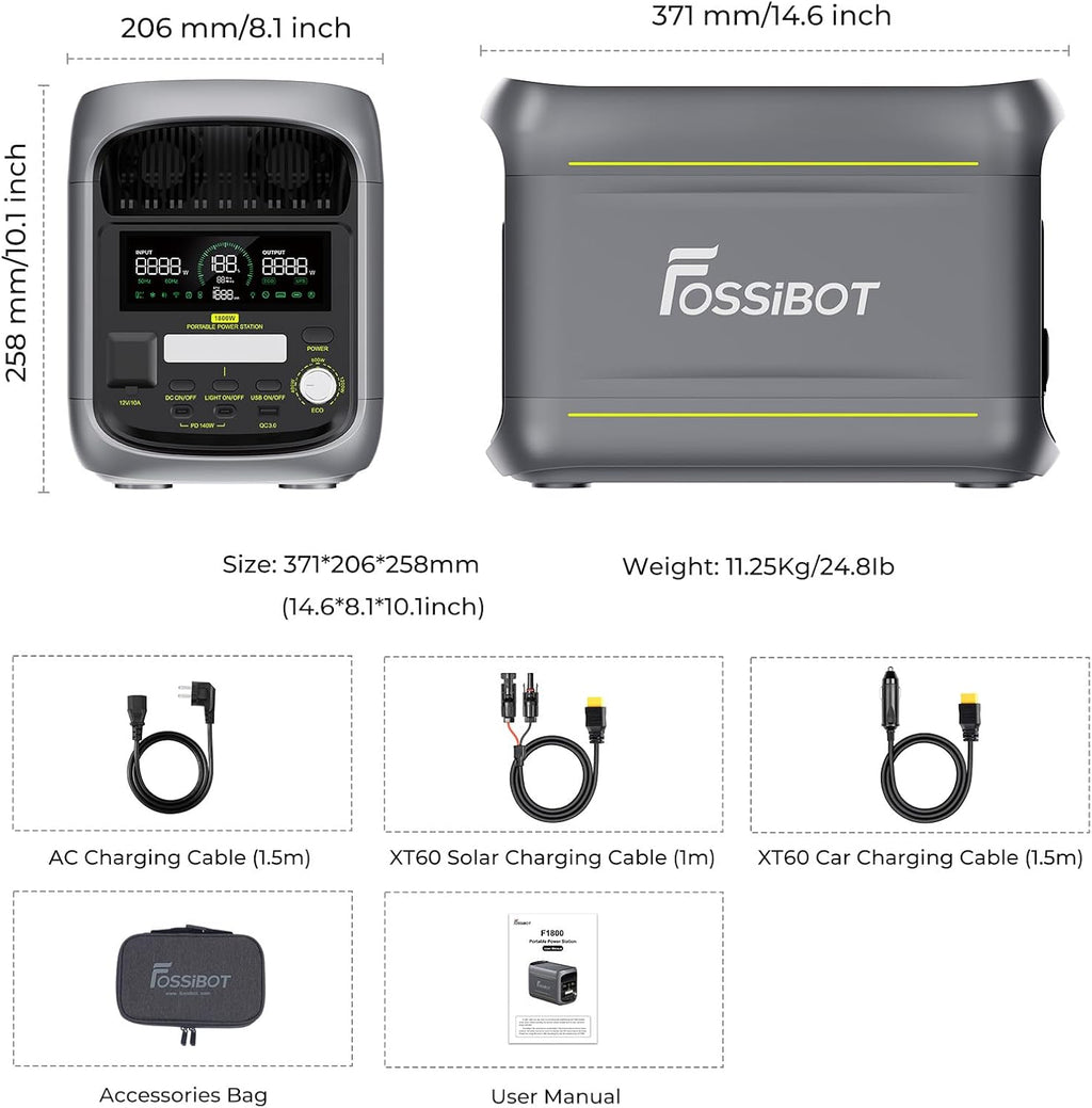 FOSSiBOT F1800 Tragbare Powerstation 1800W 1024Wh