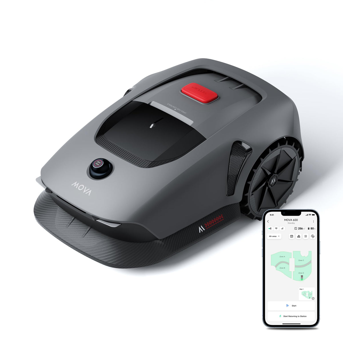 MOVA 600 Kit, Rasenmäher Roboter mit 81x Ersatzmesser, 360° 3D LiDAR Mähroboter ohne Begrenzungskabel & genaue Kartierung bis 800 m², Smarte Hindernisvermeidung, App-Steuerung, U-förmiges Schneiden