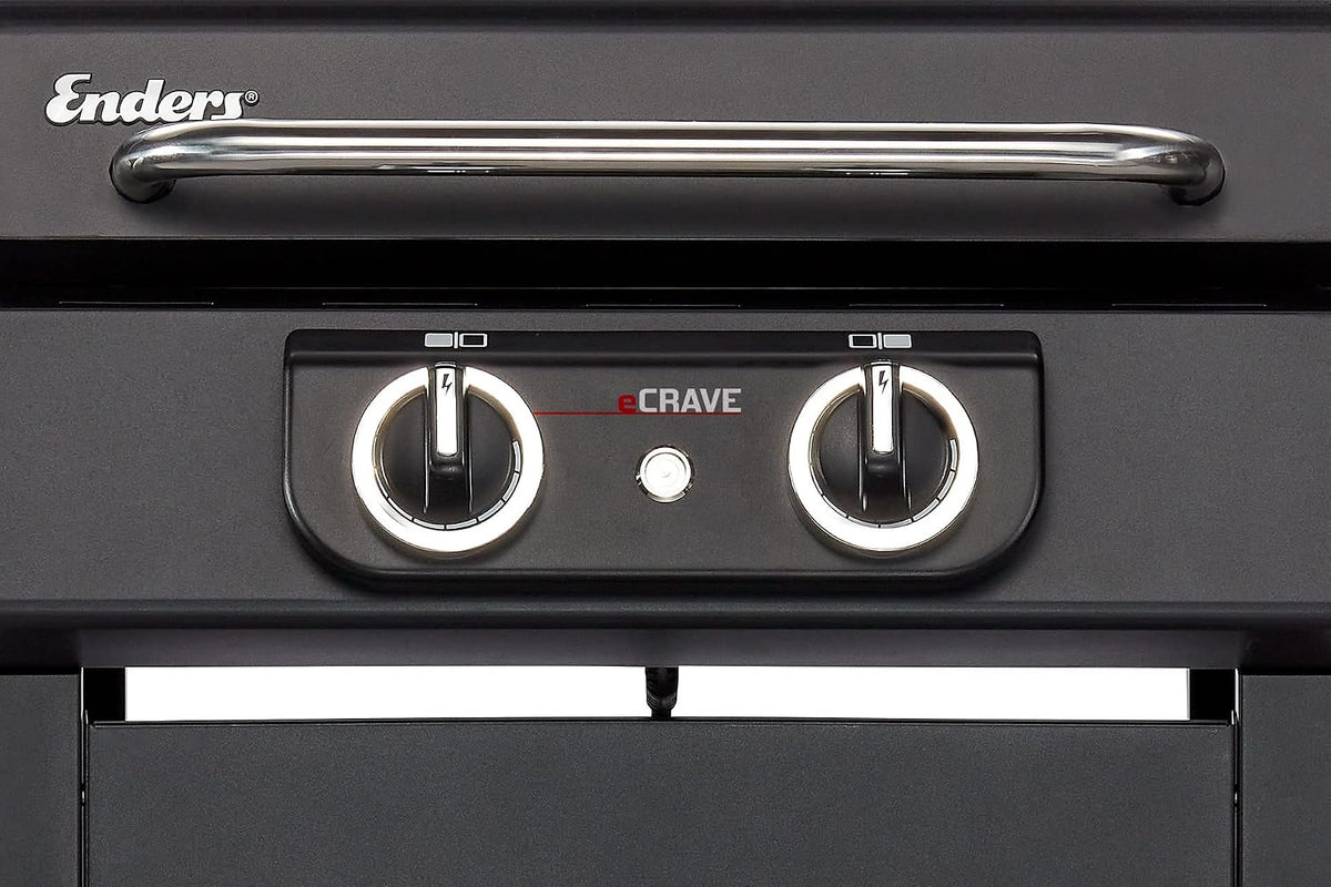Enders® Elektrogrill eCRAVE 2, mit Gussrost, Grillwagen mit viel Stauraum, SIMPLE CLEAN™ Reinigungssystem, 2 leistungsstarke Heizelemente, formstabile Garhaube mit integriertem Thermometer #97116