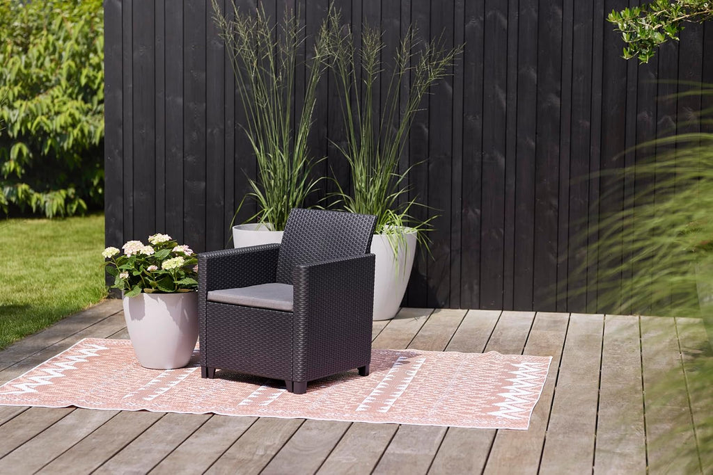 Keter Nora Gartenmöbel Lounge Set, inkl. Sitzkissen, grau, für 4 Personen, wahlweise 3er Sofa + Sessel oder 2x 2-Sitzer Sofa und Tisch