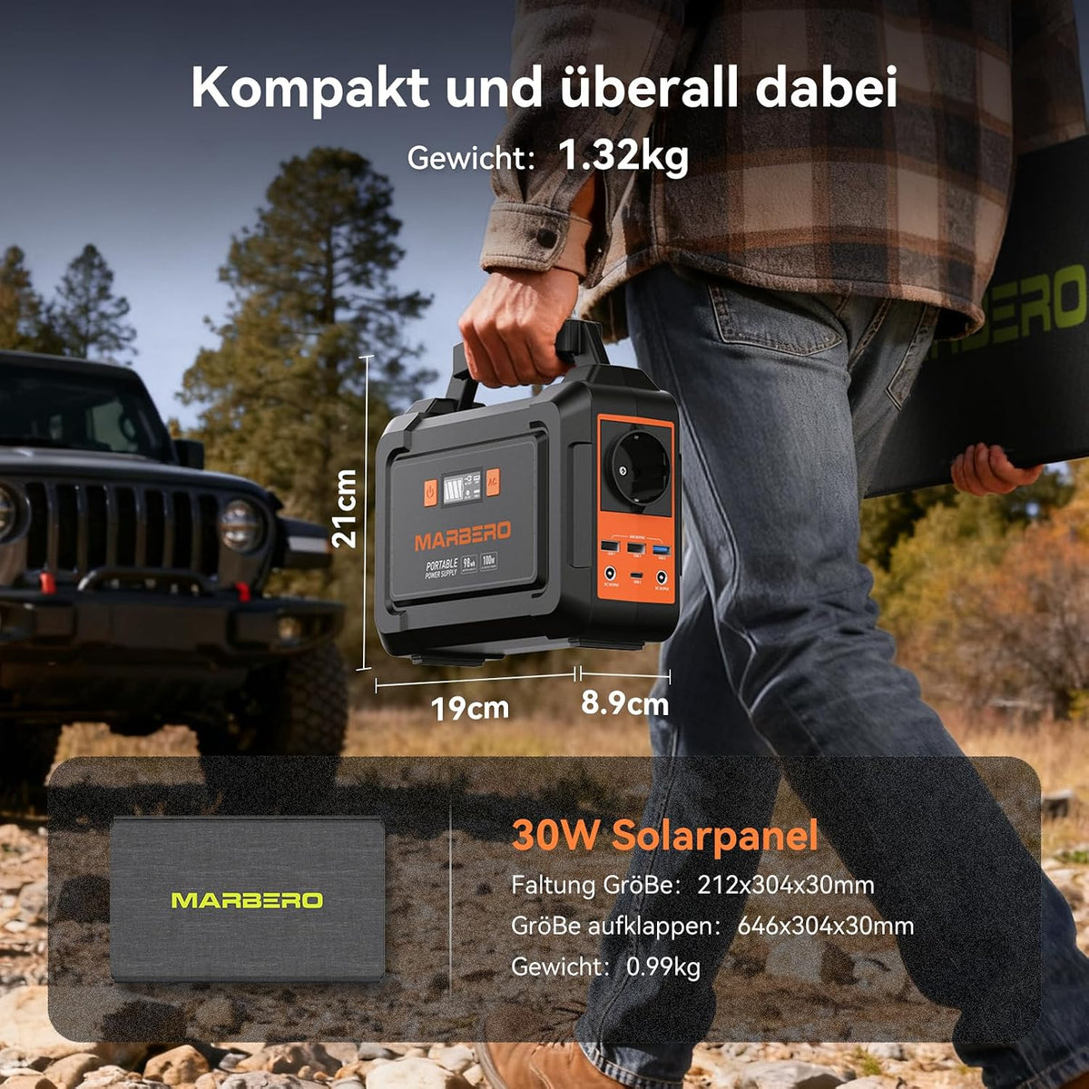 MARBERO Tragbare Powerstation 100W 98Wh