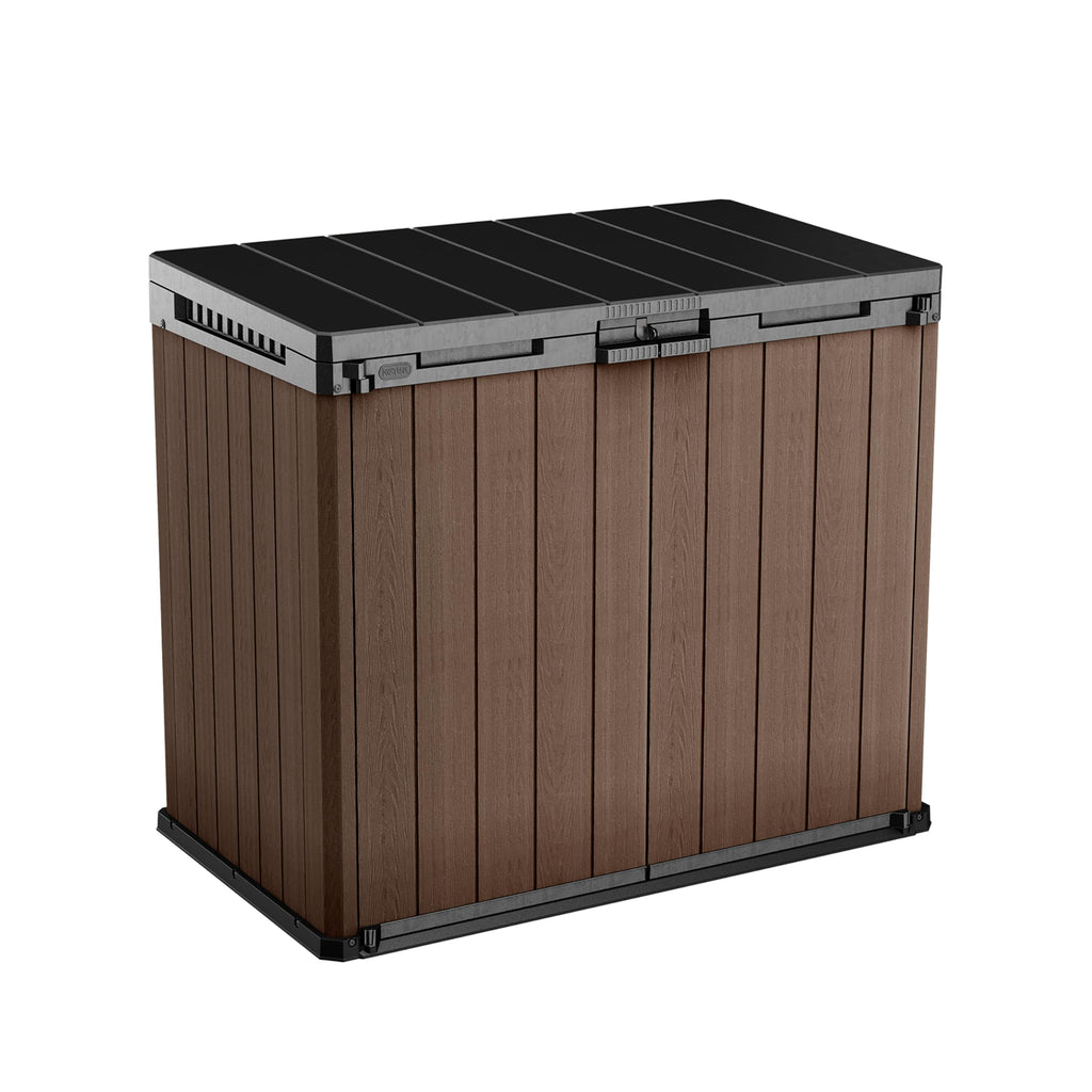 Keter Mülltonnenbox Store it Out Ultra, Holzoptik, Kunststoff, für 2X 360 Liter Mülltonnen, beige/braun