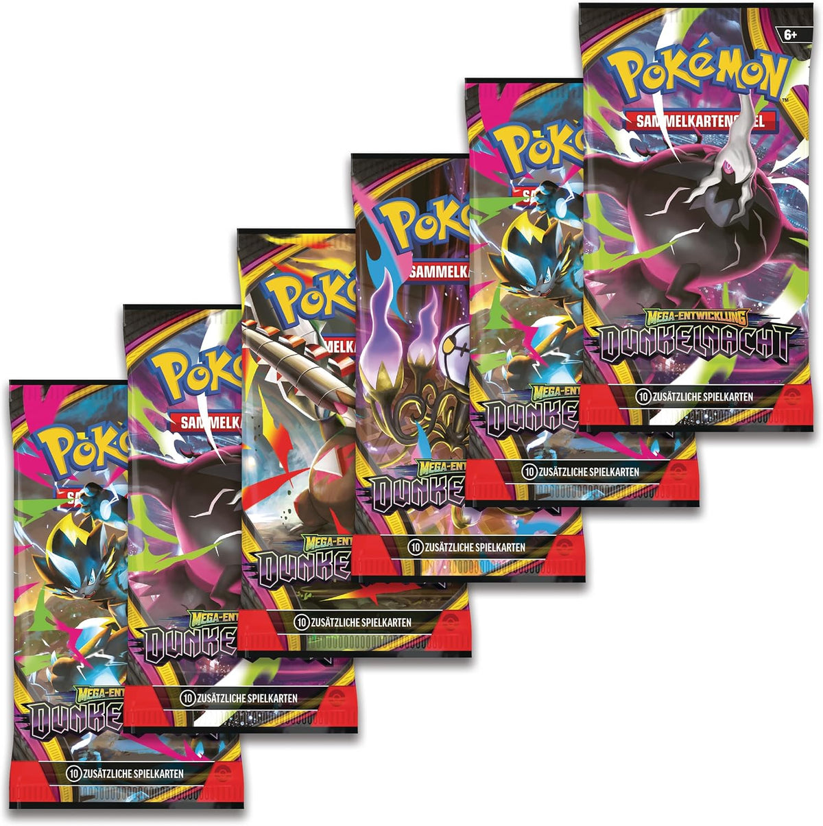 Pokémon-Sammelkartenspiel: Boosterbundle Mega-Entwicklung – Dunkelnacht (6 Boosterpacks)
