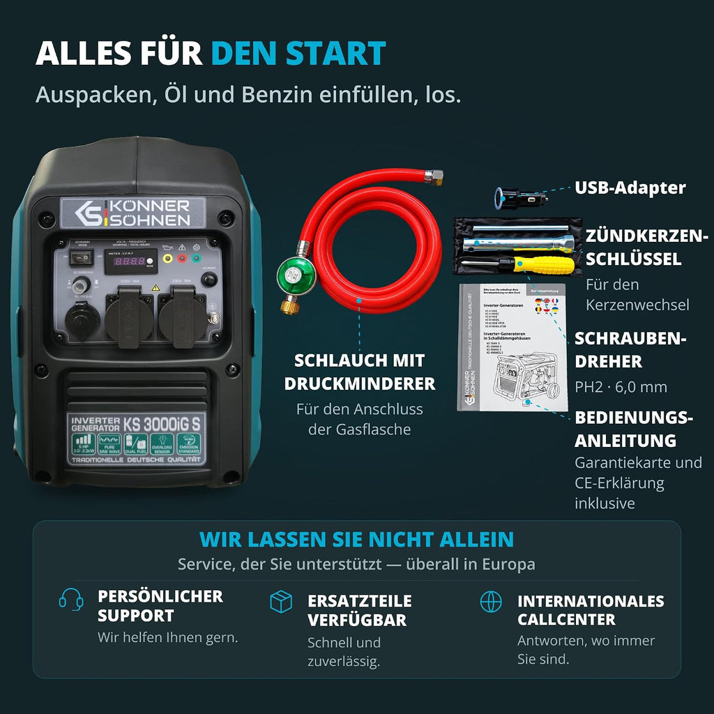Könner&Söhnen KS 3000iG S Inverter Stromerzeuger Benzin LPG 3300W