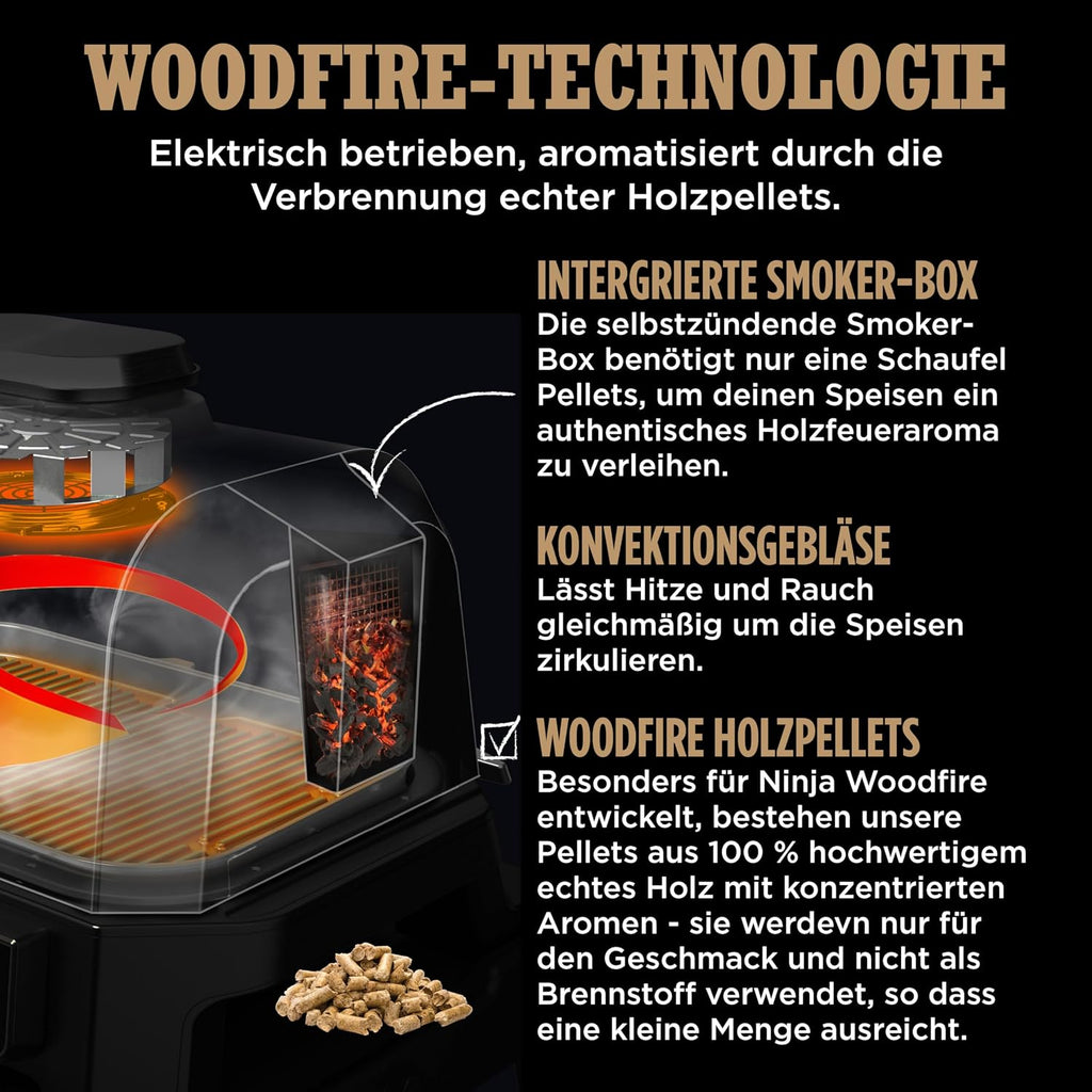 Ninja Woodfire Pro Connect XL Elektrischer BBQ Smoker Grill, wetterfest