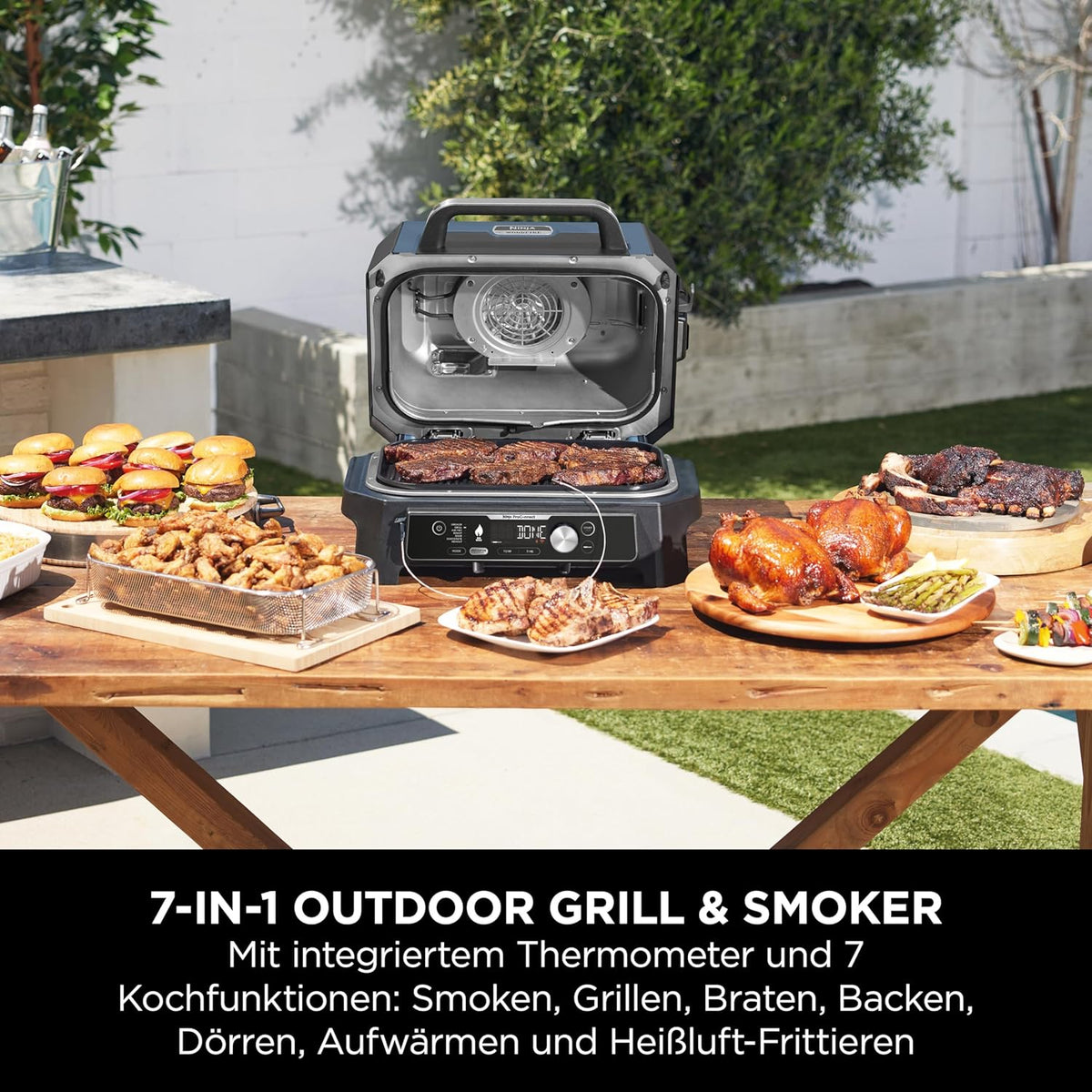 Ninja Woodfire Pro Connect XL Elektrischer BBQ Smoker Grill, wetterfest