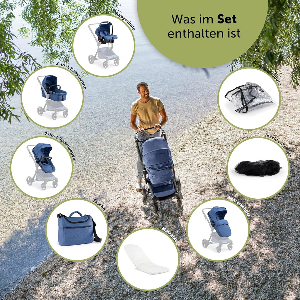 Bergsteiger Lugo 3in1 Kombikinderwagen Komplettset inkl Babyschale