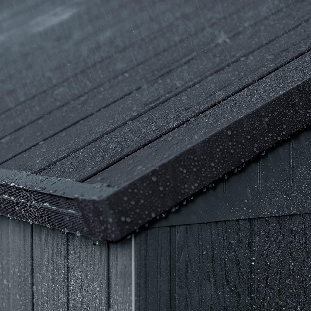 Keter Gerätehaus Darwin 6x8, Grau, Außenmaße 190x244x221cm, wartungsfrei, wetterfest, wasserdicht, mit Unterboden