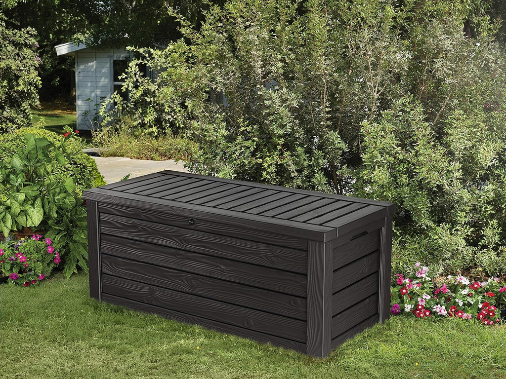 Keter Kissenbox Westwood, Grau (Anthrazit), 570 Liter Fassungsvermögen, L 155 x B 72,4 x H 64,4 cm (außen), wasserdicht, wetterfest, robust