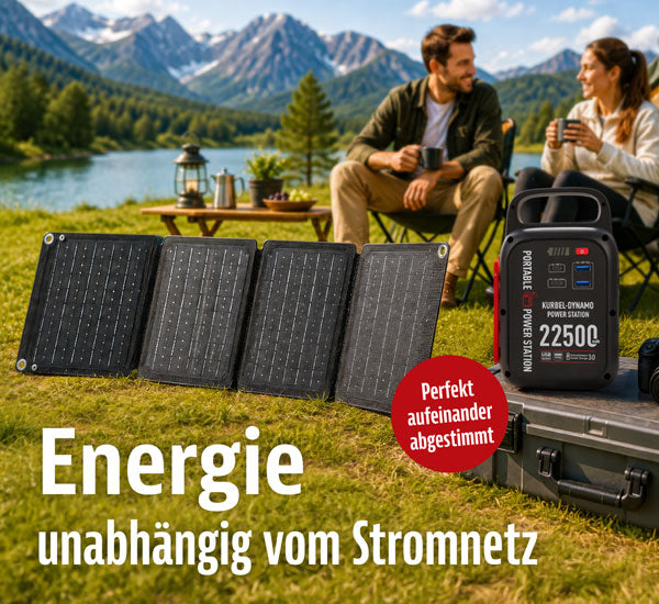 Kopp Verlag Kurbel-Dynamo-Powerstation mit Solarpanel 30W