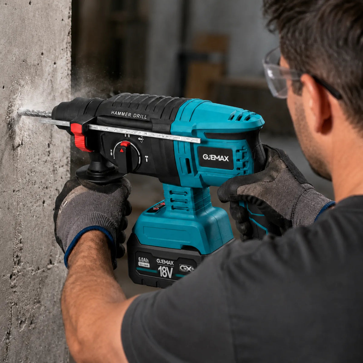 GJEMAX Akku-Bohrhammer 18V SDS-Plus