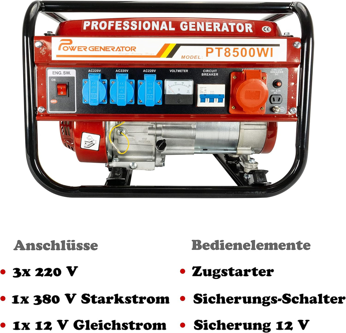 Messermann PT 8500 WI Benzin-Stromerzeuger 6,5 PS